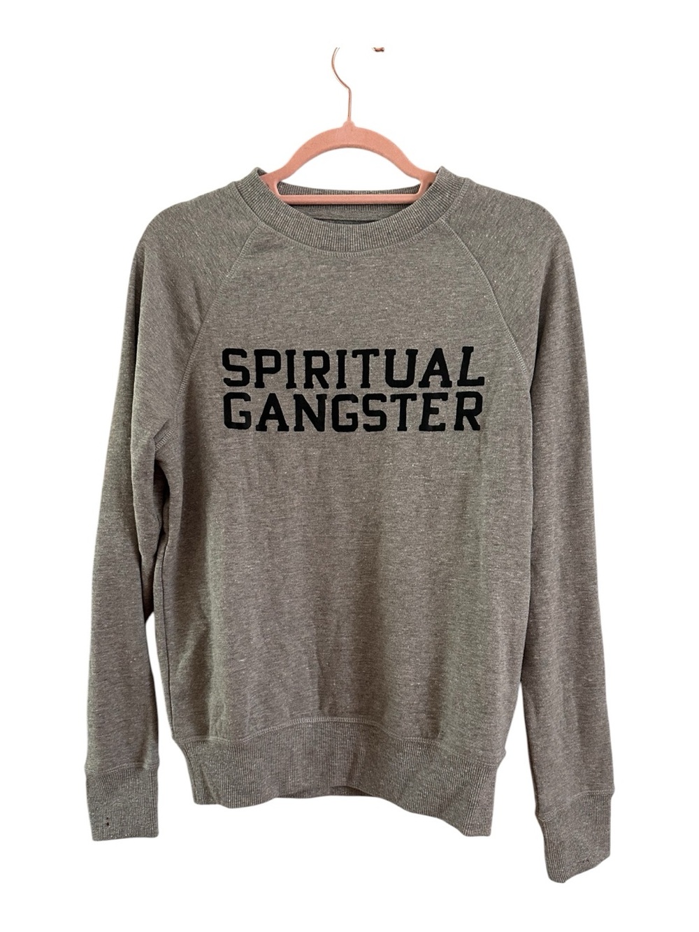 Spiritual Gangster Men's Heather Gray Crewneck with Black Logo